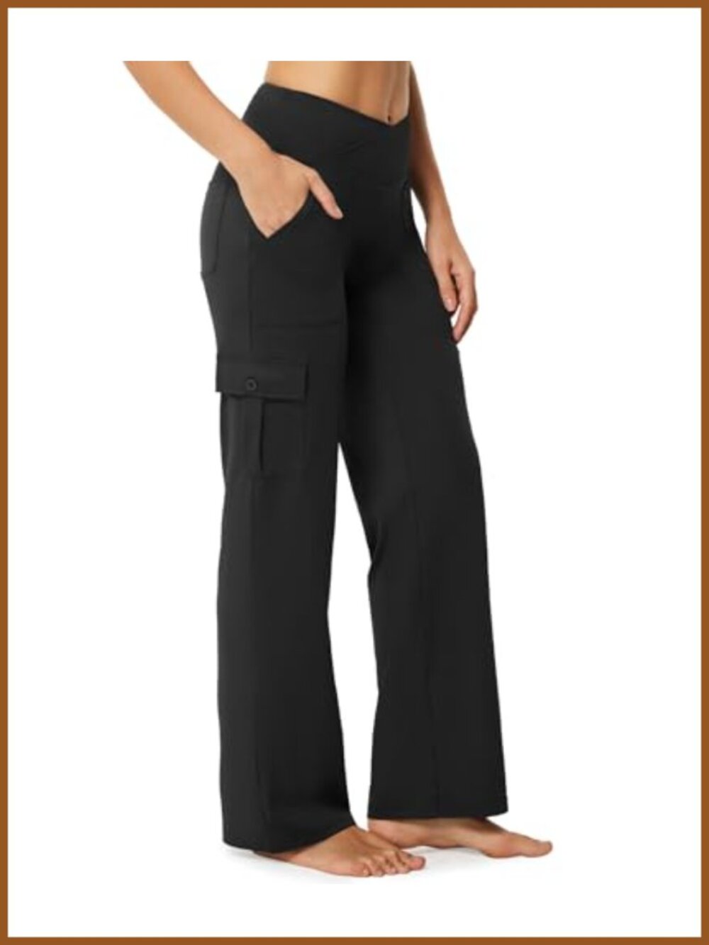 Women's Wide Leg Cargo Yoga Pants with 6 Pockets High Rise Stretch